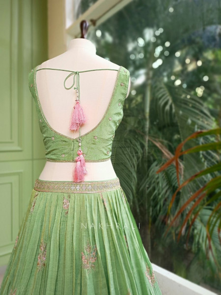 Jade Green Lehenga with Bead and Sequin Work