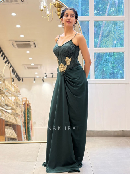 Marcellia Green Corset Cape Skirt Set