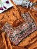 Kundankaari Brown Crushed Chinon Saree
