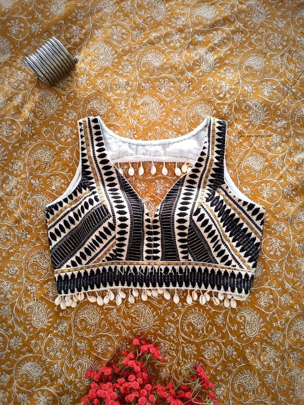 Aston black and white readymade blouse