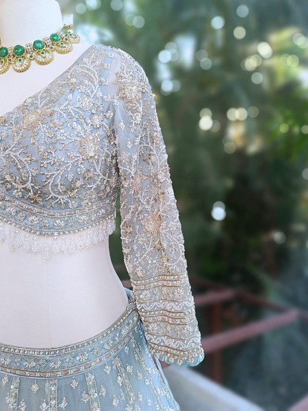 Nirvax Blue Lehenga Set with Cut Dana & Sequin Work