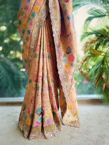 Ridhi Pink Saree with Cut Dana and Sequin Work