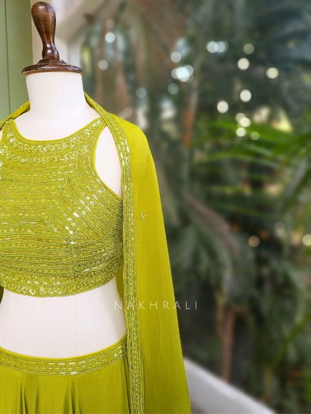 Zaylith Bead Embellished Lehenga Set with Cape Dupatta