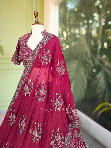 Maribel Maroon Embroidered Lehenga Set