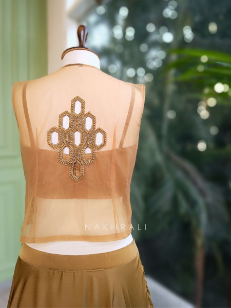 Rovena Brown Indo-Western Lehenga Set with Sequin Jacket