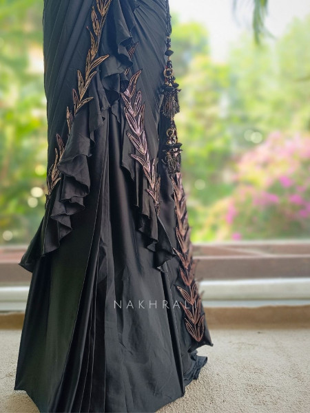 Cosmo  Black Pre-Draped Saree with Corset Blouse
