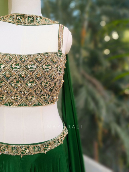 Rivaan Green Lehenga Set with Sequin Zari and Bead Work