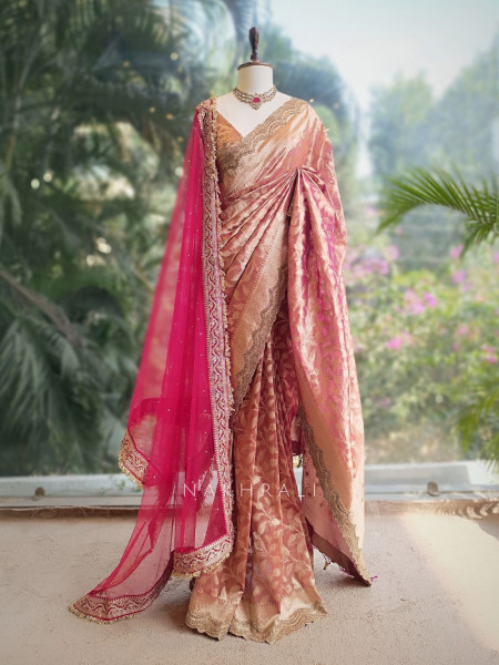 Samaira Wine Zari Leaf Weave Saree