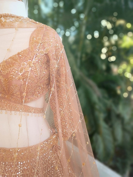 Rivanya Brown Embroidered Lehenga Set