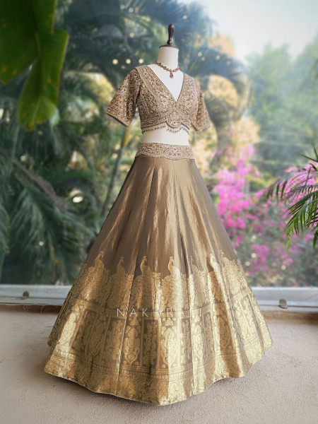 Virel Olive Embroidered Lehenga Set