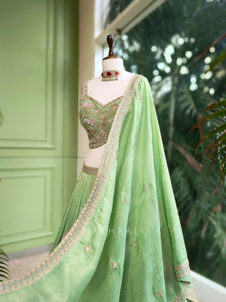 Jade Green Lehenga with Bead and Sequin Work