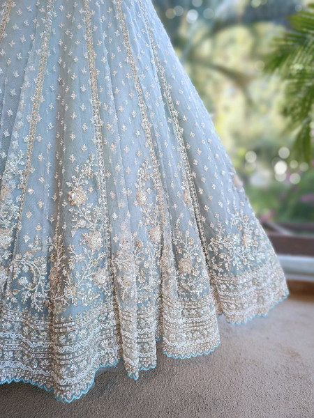 Nirvax Blue Lehenga Set with Cut Dana & Sequin Work