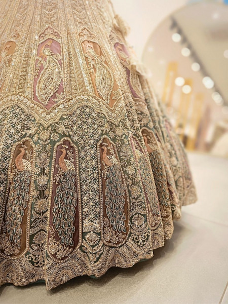 Seraphine Beige Lehenga Set with Zari and Sequin Work