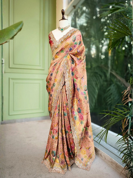 Ridhi Pink Saree with Cut Dana and Sequin Work