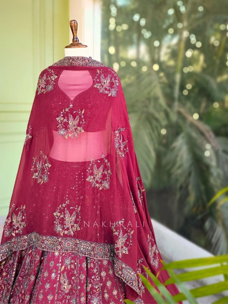 Maribel Maroon Embroidered Lehenga Set
