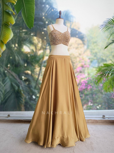 Rovena Brown Indo-Western Lehenga Set with Sequin Jacket