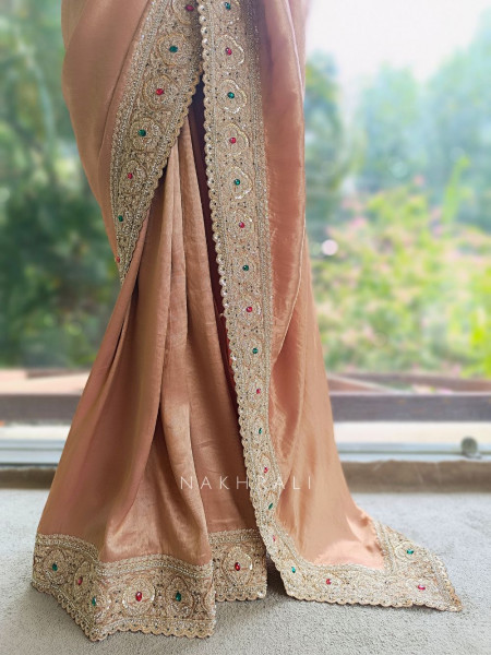 Bloomcrest Gajari Embellished Saree with Readymade Blouse