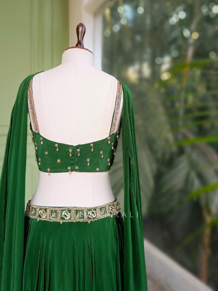 Rivaan Green Lehenga Set with Sequin Zari and Bead Work