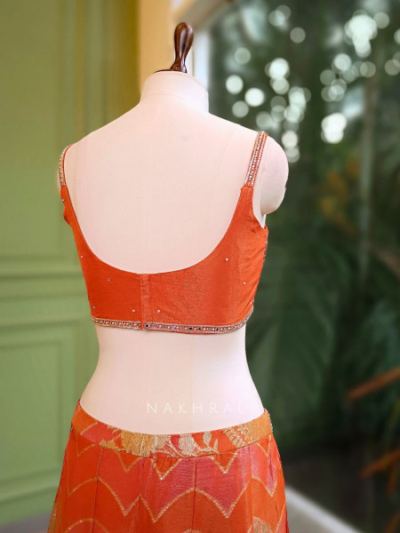 Anaya Orange Palazzo Set with Mirror & Cut Dana Work