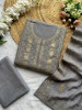 Saanjh Dark Grey Embroidered Dress Material