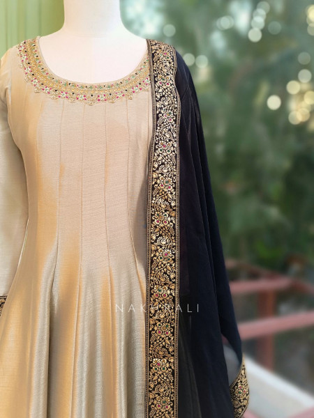 Zyra Black Anarkali Set with Embroidery Detailing