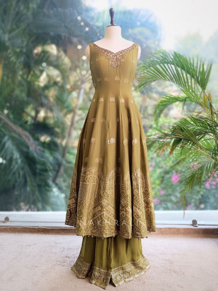 Tavisha Green Banarasi Weave Anarkali
