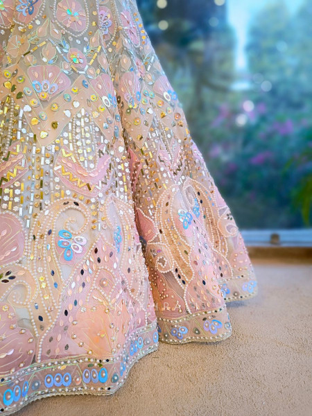 Lunara Pink Sequin Lehenga Set with Beaded Work