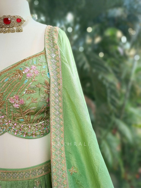 Jade Green Lehenga with Bead and Sequin Work