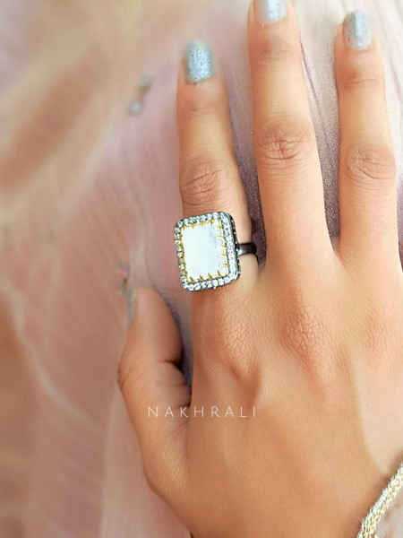 Celeste Glow White Statement Ring
