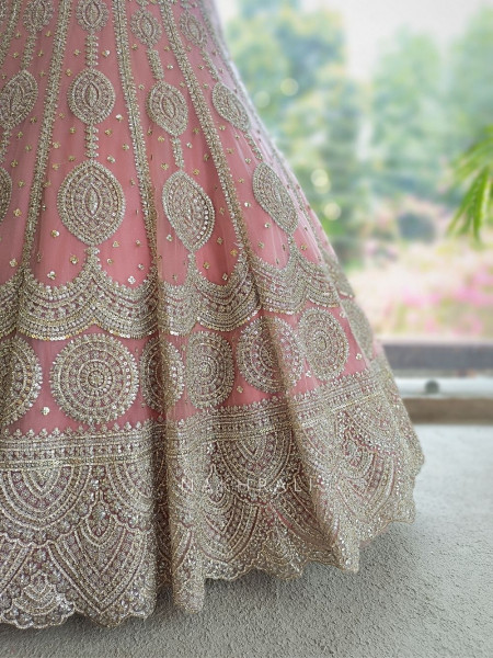 Rheya Pink Bridal Lehenga with Zari and Sequin Work