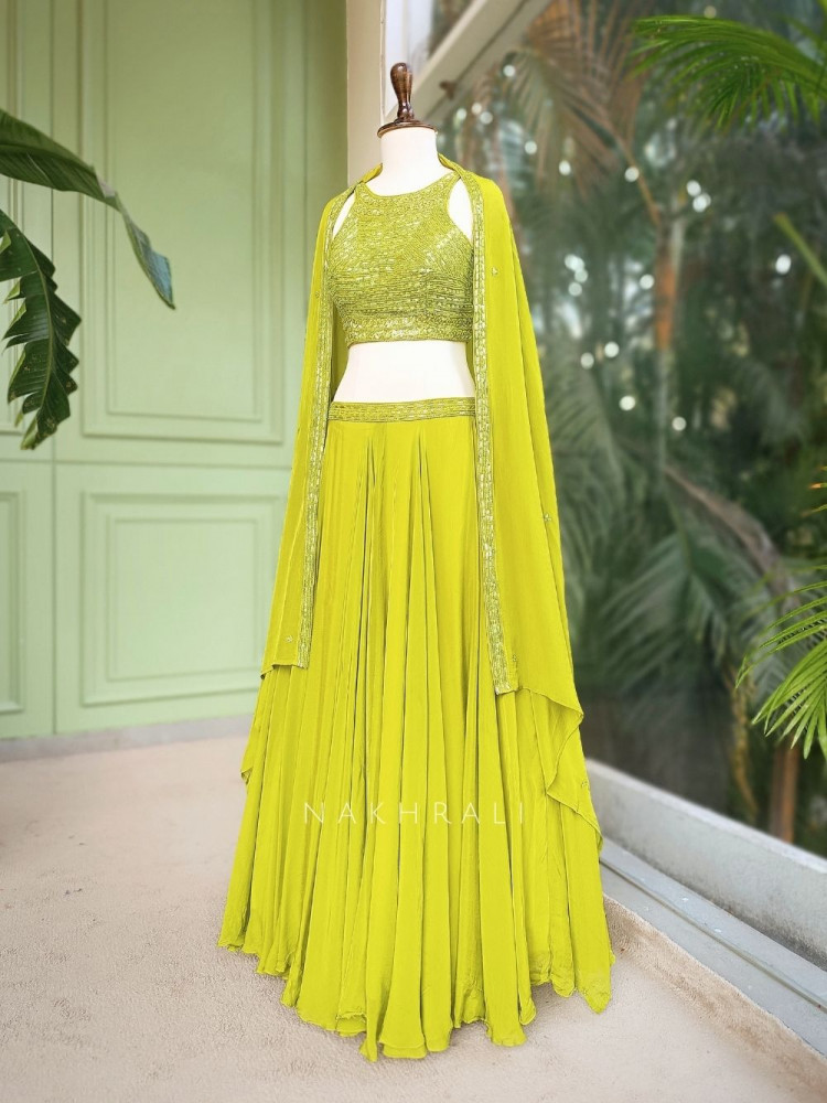 Image of Zaylith Bead Embellished Lehenga Set with Cape Dupatta