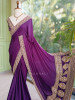 Gilded Borderways Purple Chinnon Silk Saree with Running Blouse