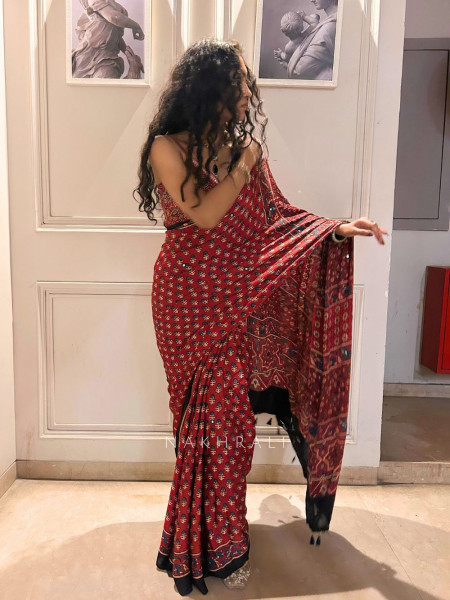 Desi Diva Red Modal Printed Saree Collection