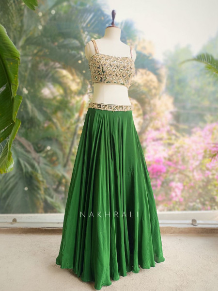 Rivaan Green Lehenga Set with Sequin Zari and Bead Work