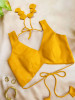 Malika Yellow Blouse with Petal Tie-Back Detail