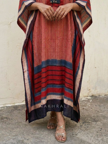 Luna Canvas Red Printed Kaftan Dress