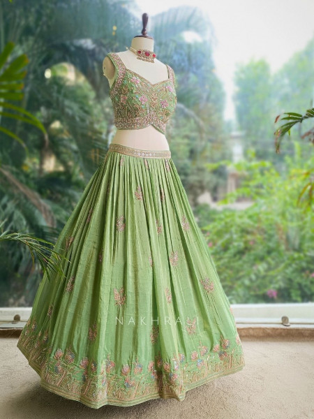 Jade Green Lehenga with Bead and Sequin Work