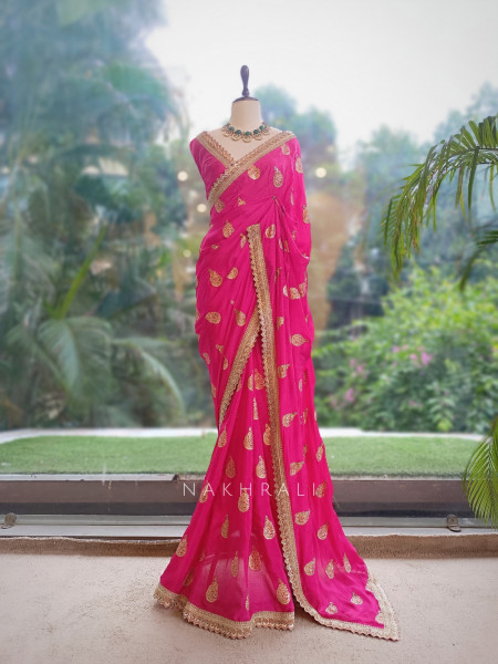 The Floaty Pallu Magenta Georgette Saree