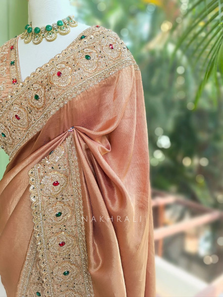 Bloomcrest Gajari Embellished Saree with Readymade Blouse