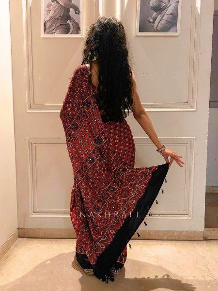 Desi Diva Red Modal Printed Saree Collection