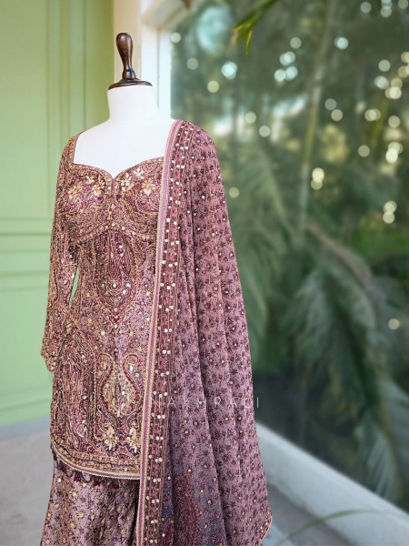 Anika Brown Suit Set with Gota Patti Work