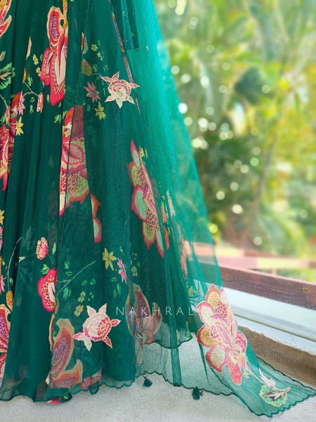 Elaris Emerald Floral Georgette Anarkali Set