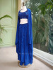Myra Blue Crop Top Skirt with Cape