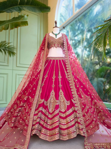 Samraddhi Crimson Red Bridal Lehenga Set