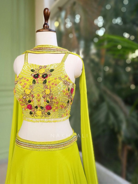 Virelza Zari, Thread and Sequin Embroidered Lehenga Set