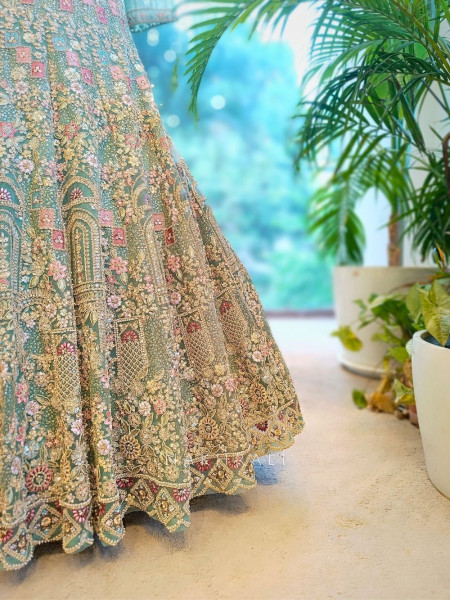 Eternal Hues Green Bridal Lehenga with Embroidery & Sequin Work
