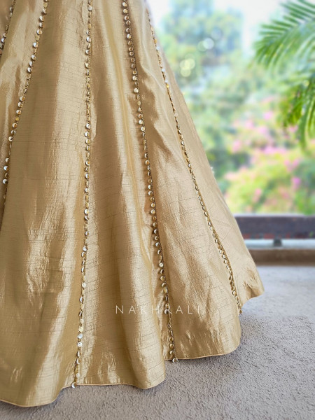 Sorelle Sand Brown Lehenga Set with Sequin and Beads Work