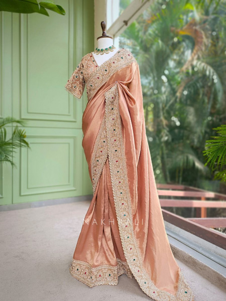 Bloomcrest Gajari Embellished Saree with Readymade Blouse
