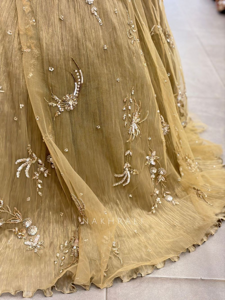Chandelier Crystal Green Shoulder Drops Gown