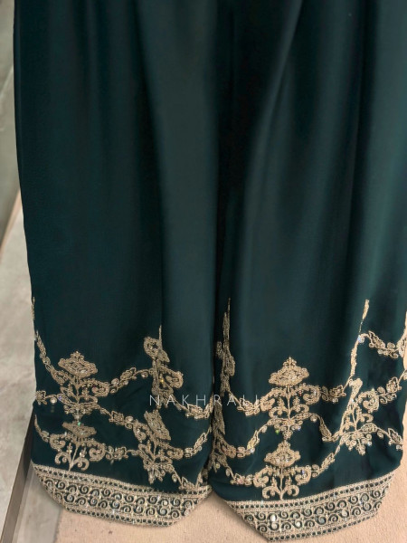 Shasha Green Jumpsuit – Mirror & Embroidery Work
